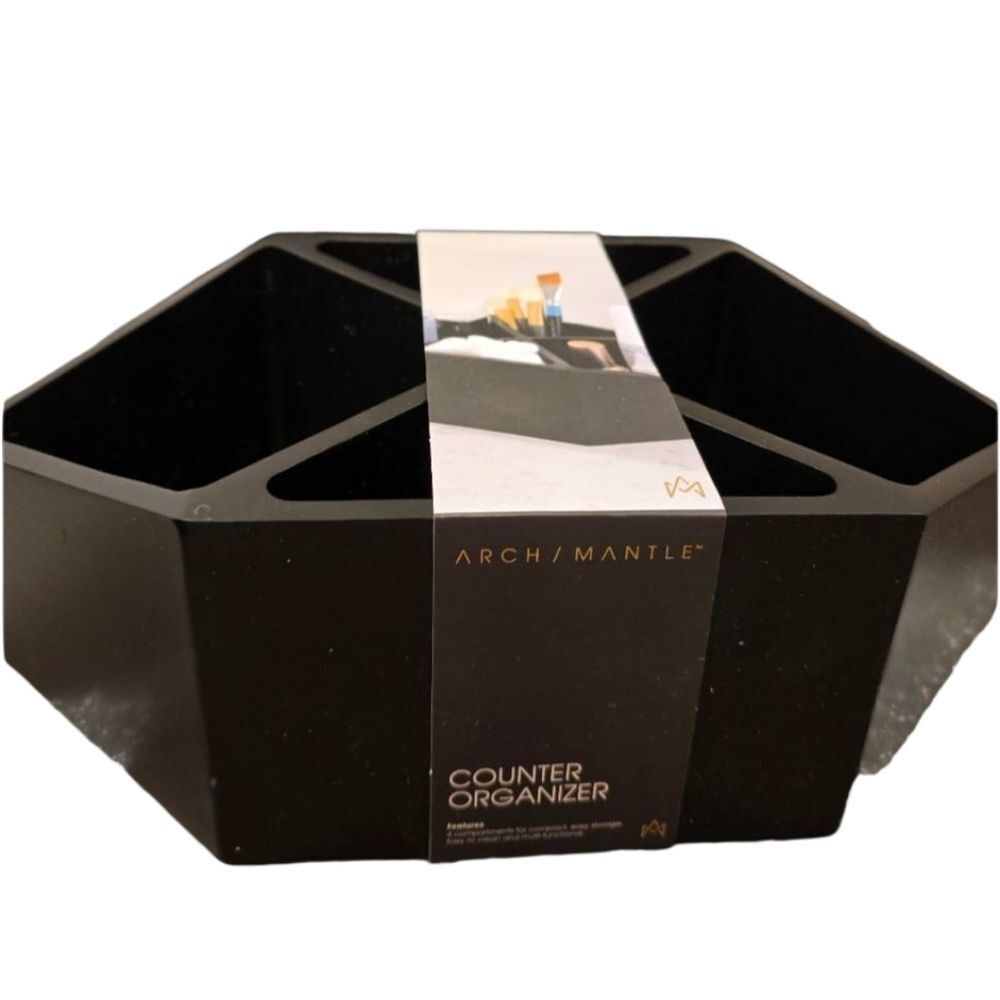 Arch/Mantle Multi-Functional Marble Counter Organizer- Black